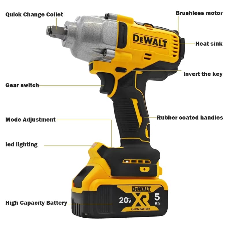 DeWalt DCF892 Brushless Impact Wrench | 1/2 High-Torque Driver | 3-Speed for Auto Repair - Thumbnail 6