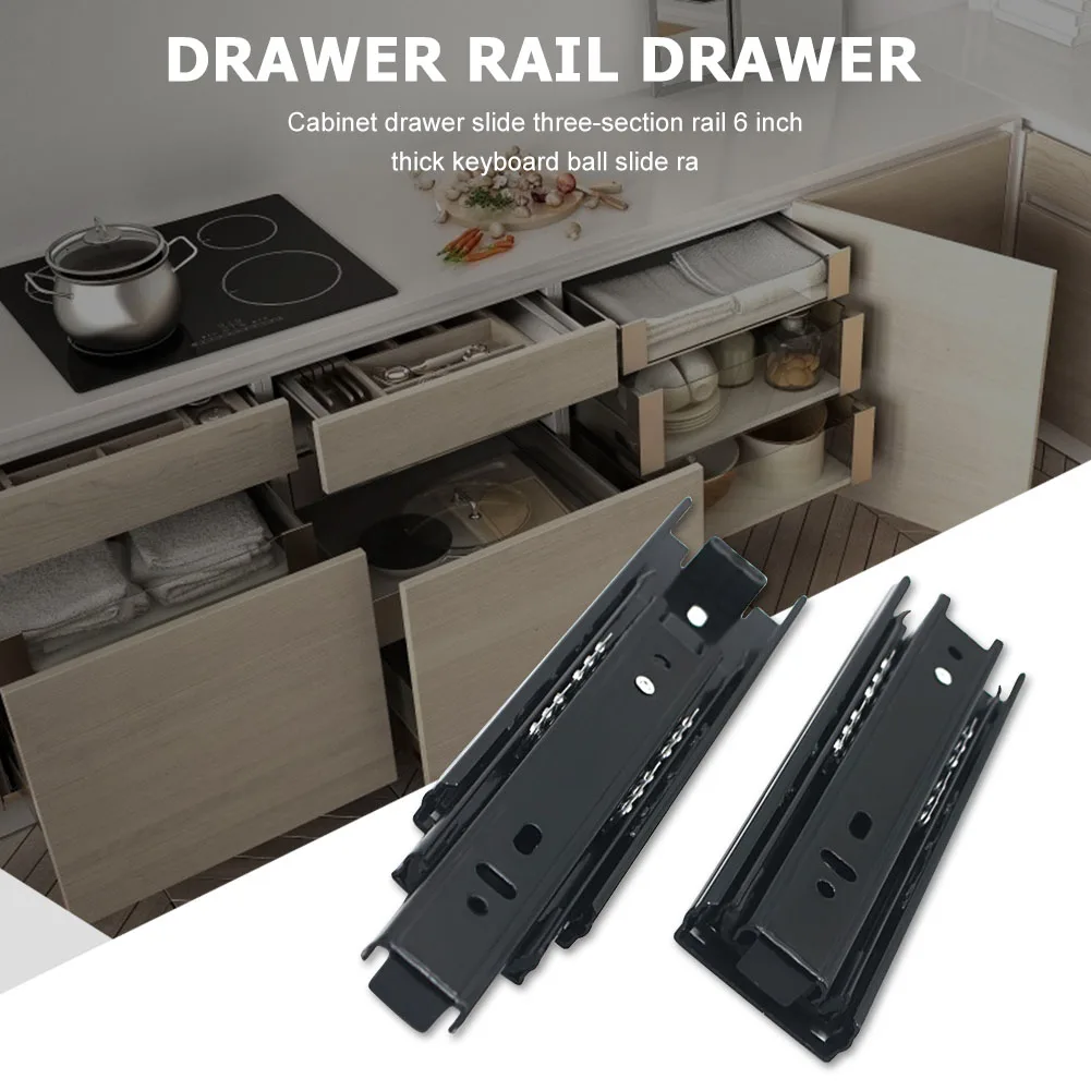 6-Inch Ball Bearing Drawer Slides | 2-Pack Heavy-Duty Runners for Smooth Gliding Action - Thumbnail 3