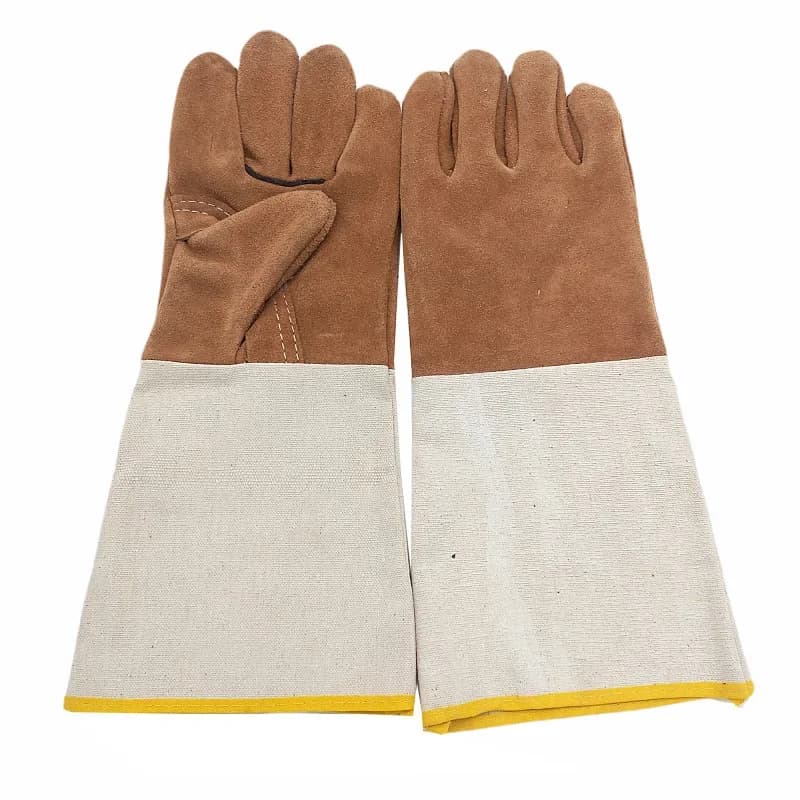 Welding Gloves | Long Wear-Resistant with Canvas Sleeve | Professional Welder Protective Gear - Thumbnail 3