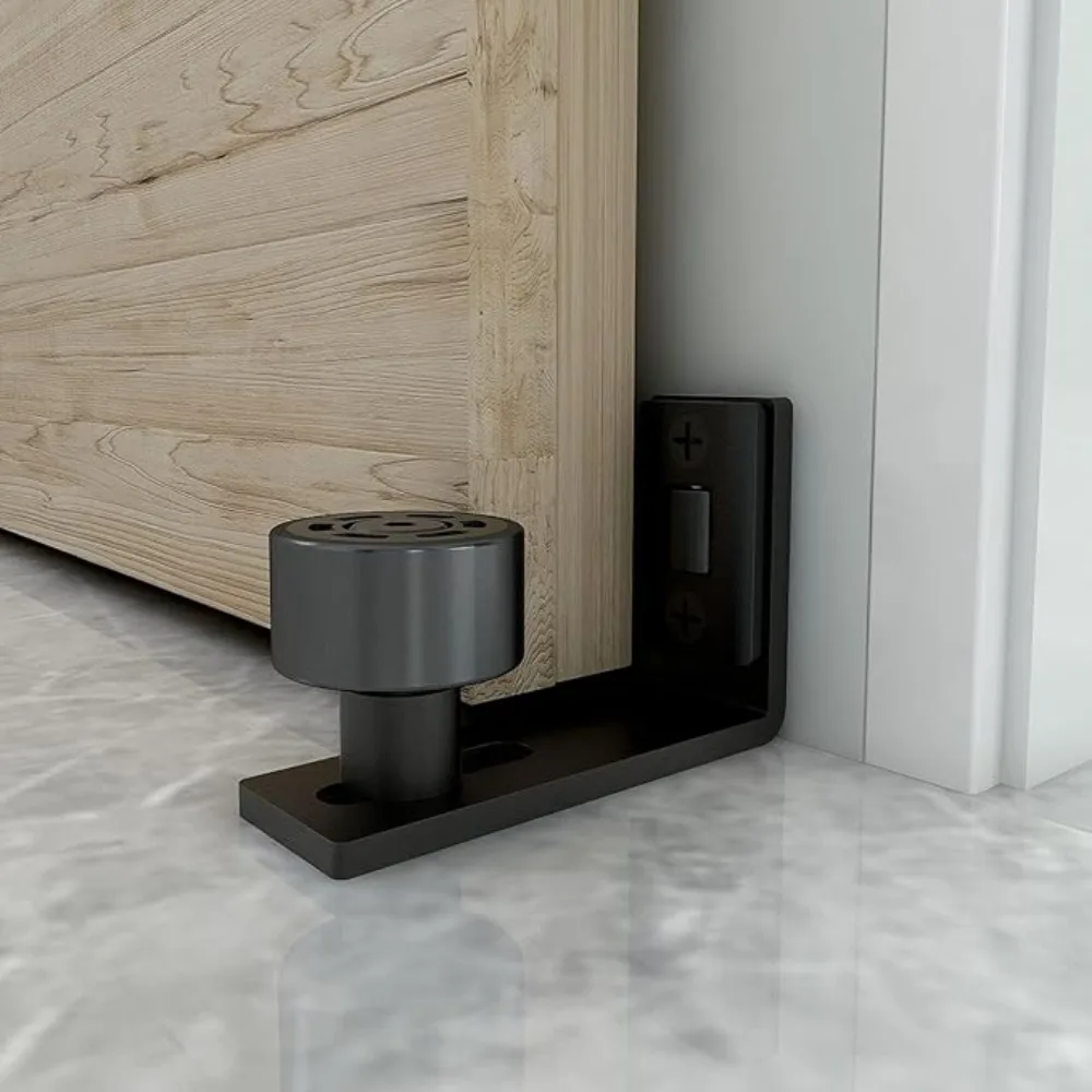Sliding Barn Door Floor Guide | Adjustable Black Hardware Kit with Mounting Screws - Thumbnail 2