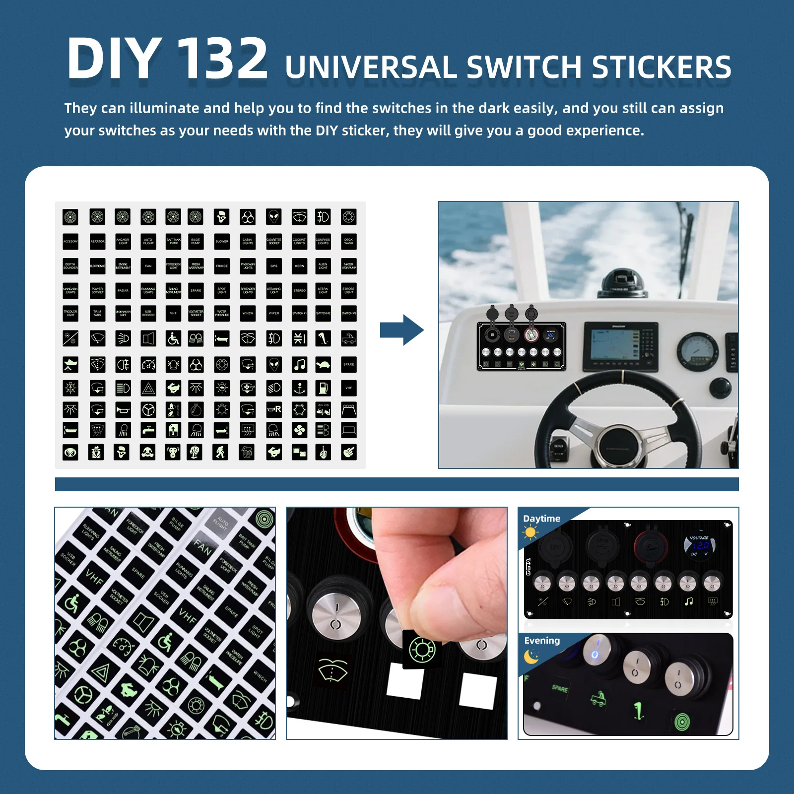 Marine-Grade Rocker Switch Panel | 4-8 LED Illuminated Toggle | Waterproof RV & Boat Control Panel - Thumbnail 7