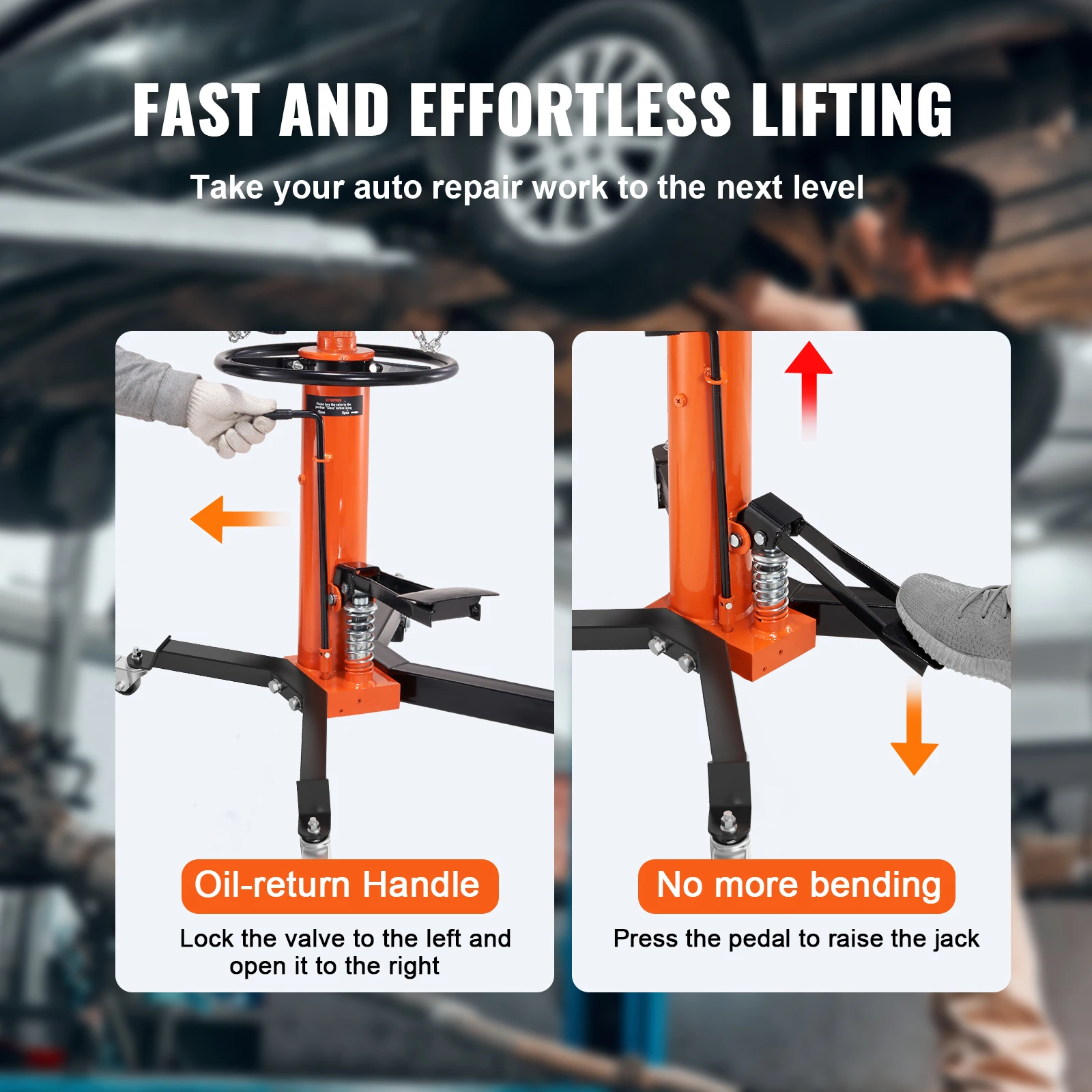 Hydraulic Transmission Jack | 1322 lb Capacity | Telescoping Lift for Auto Repair - Thumbnail 6