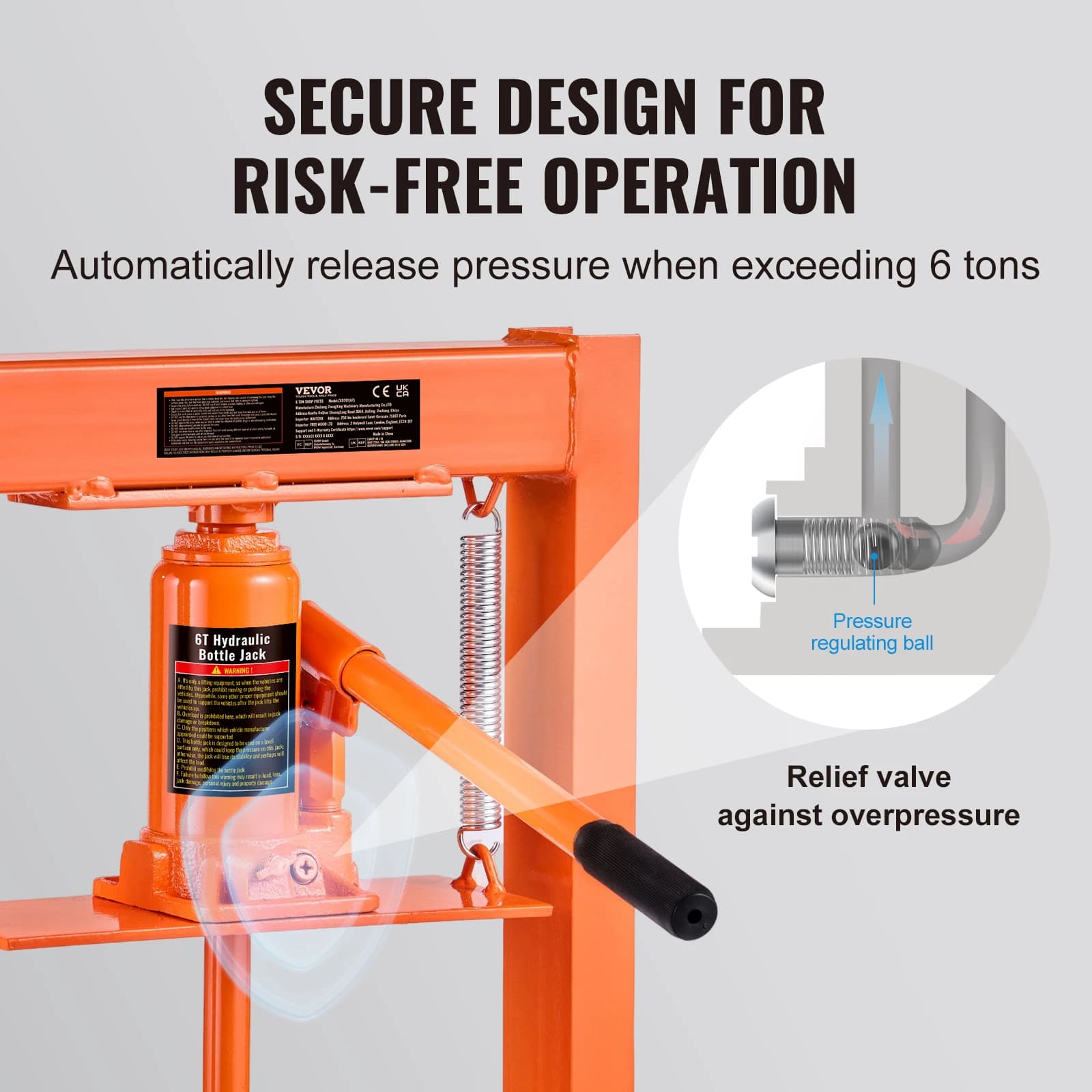 6-Ton H-Frame Hydraulic Shop Press | Heavy-Duty Garage & Workshop Floor Press with Plates - Thumbnail 3