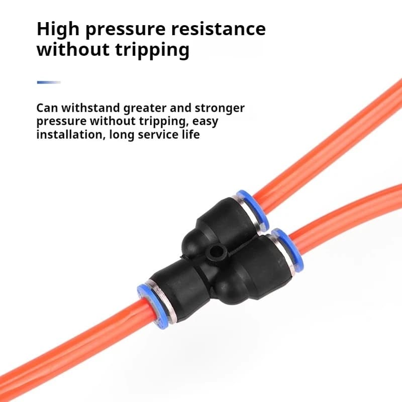 Pneumatic T-Fitting Connector Kit | 4-16mm Quick-Release Air Hose Fittings | 5-Piece Set - Thumbnail 4