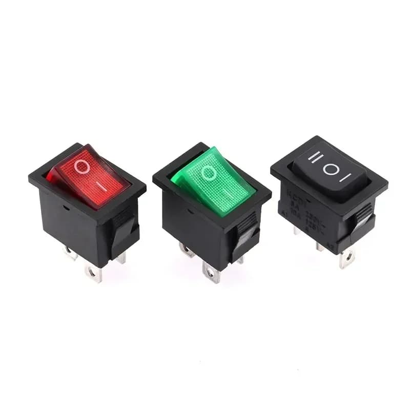 Rocker Switch | KCD1 Series | 6A 250V AC | Illuminated Red/Green ON-OFF Power Control - Thumbnail 4