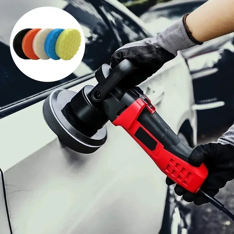 Car Polishing Pad Kit | 5-Piece Drill Buffing Discs | Self-Adhesive Wax Applicator Set - Thumbnail 4