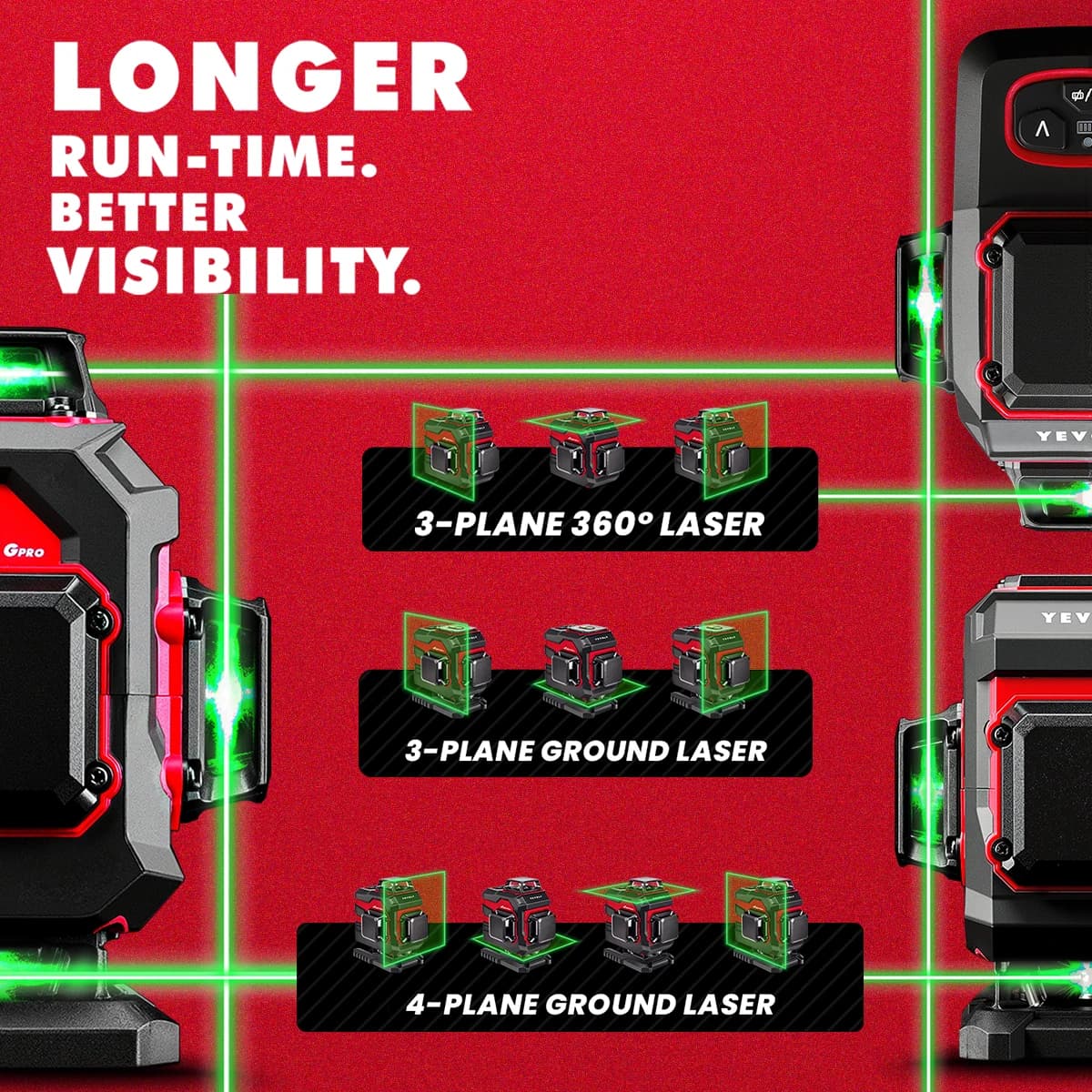 Laser Level | 3/4-Plane 3D/4D 12/16 Lines | Self-Leveling 360° Horizontal & Vertical - Thumbnail 3