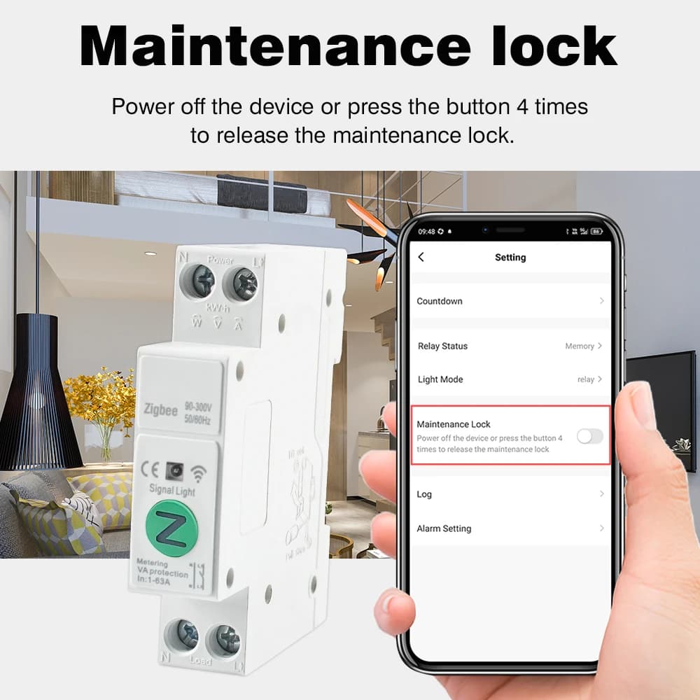 Circuit Breaker with Energy Monitoring | 1-63A DIN Rail Switch | WiFi/Zigbee for Home Automation - Thumbnail 5