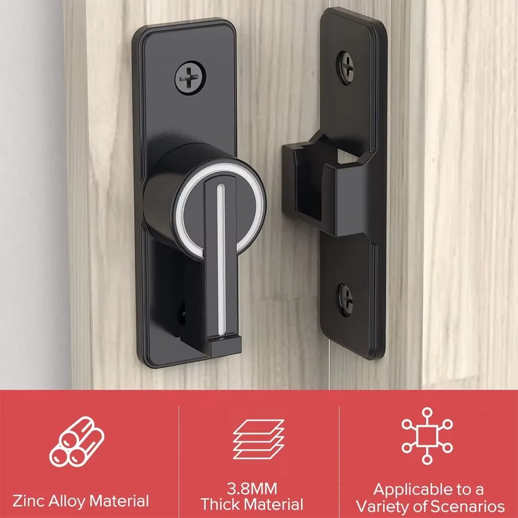 Heavy-Duty Surface-Mounted Door Bolt | 90-Degree Luminous Latch | Old-Fashioned Room & Door Lock - Thumbnail 3