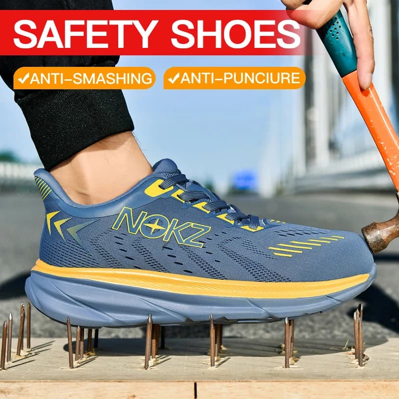 Anti-Impact Work Shoes | Steel Toe Cap & Breathable Design | Men's Construction Sneakers - Thumbnail 3