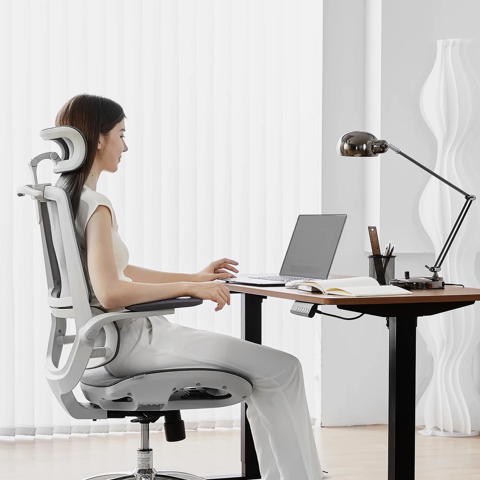 Ergonomic Office Chair | 3D Flip-Up Armrests & Adjustable Headrest | Computer Chair with Lumbar Support - Thumbnail 3
