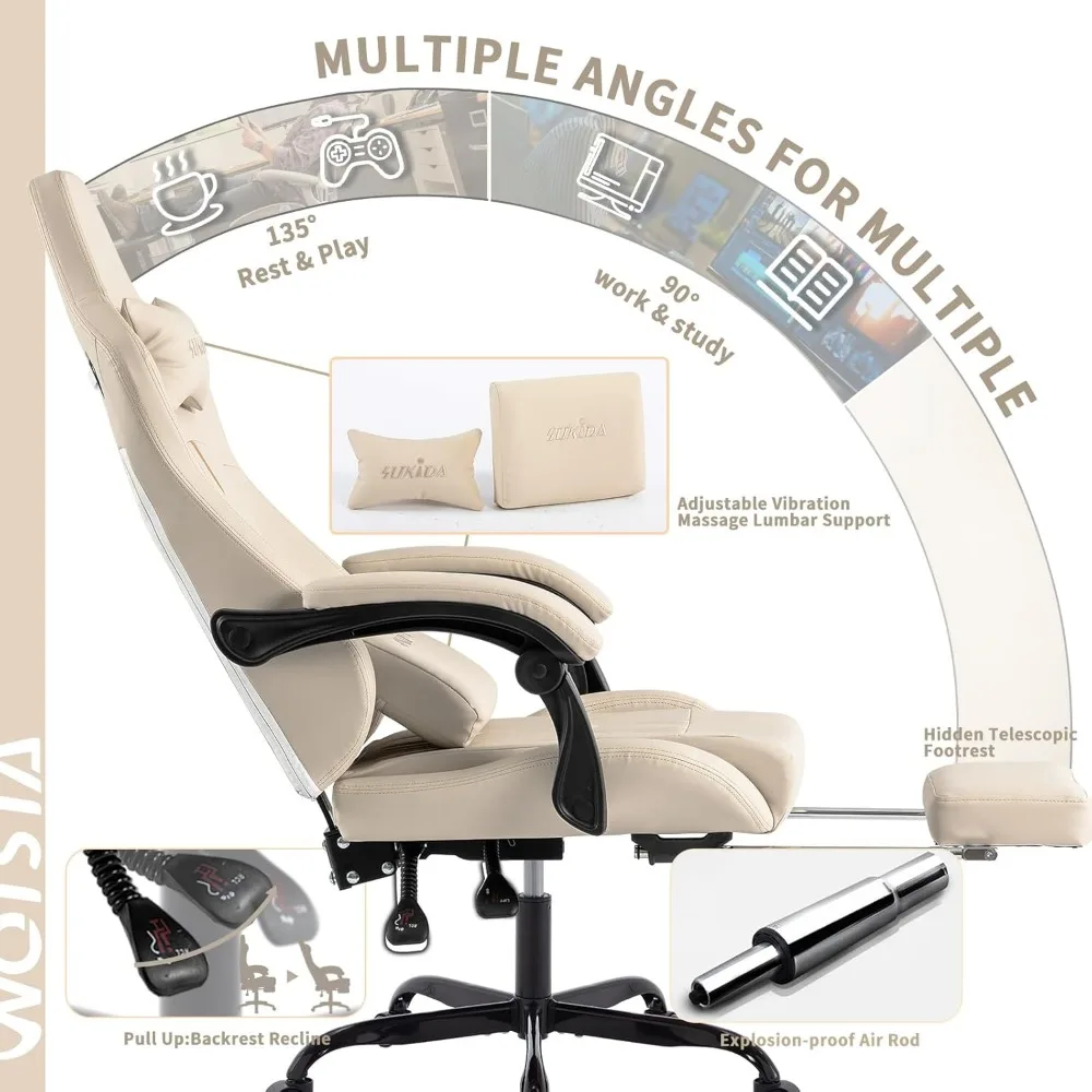 Gaming Chair | Adjustable Rocker Recliner with Lumbar Cushion | Premium Video Gaming Experience - Thumbnail 5