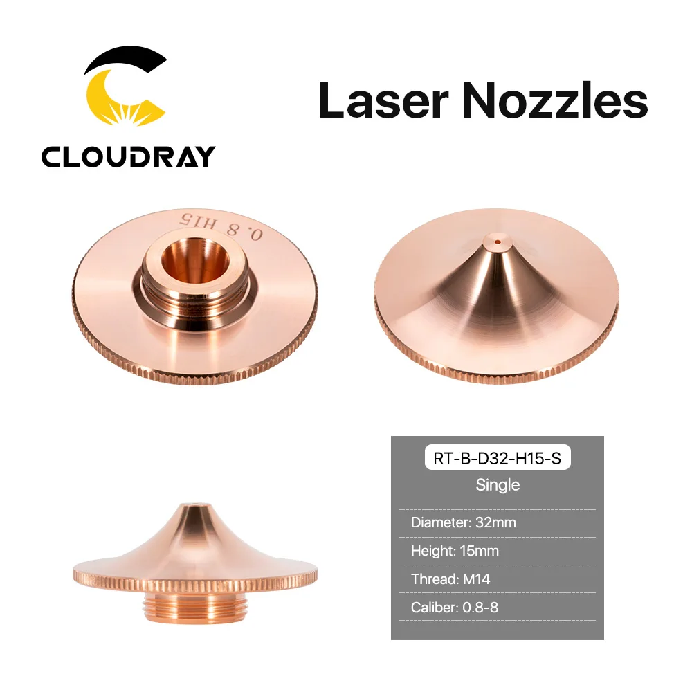 Laser Cutting Nozzle | 32mm Dia. | 0.8-8.0mm Caliber | CNC Machine Compatible - Thumbnail 2