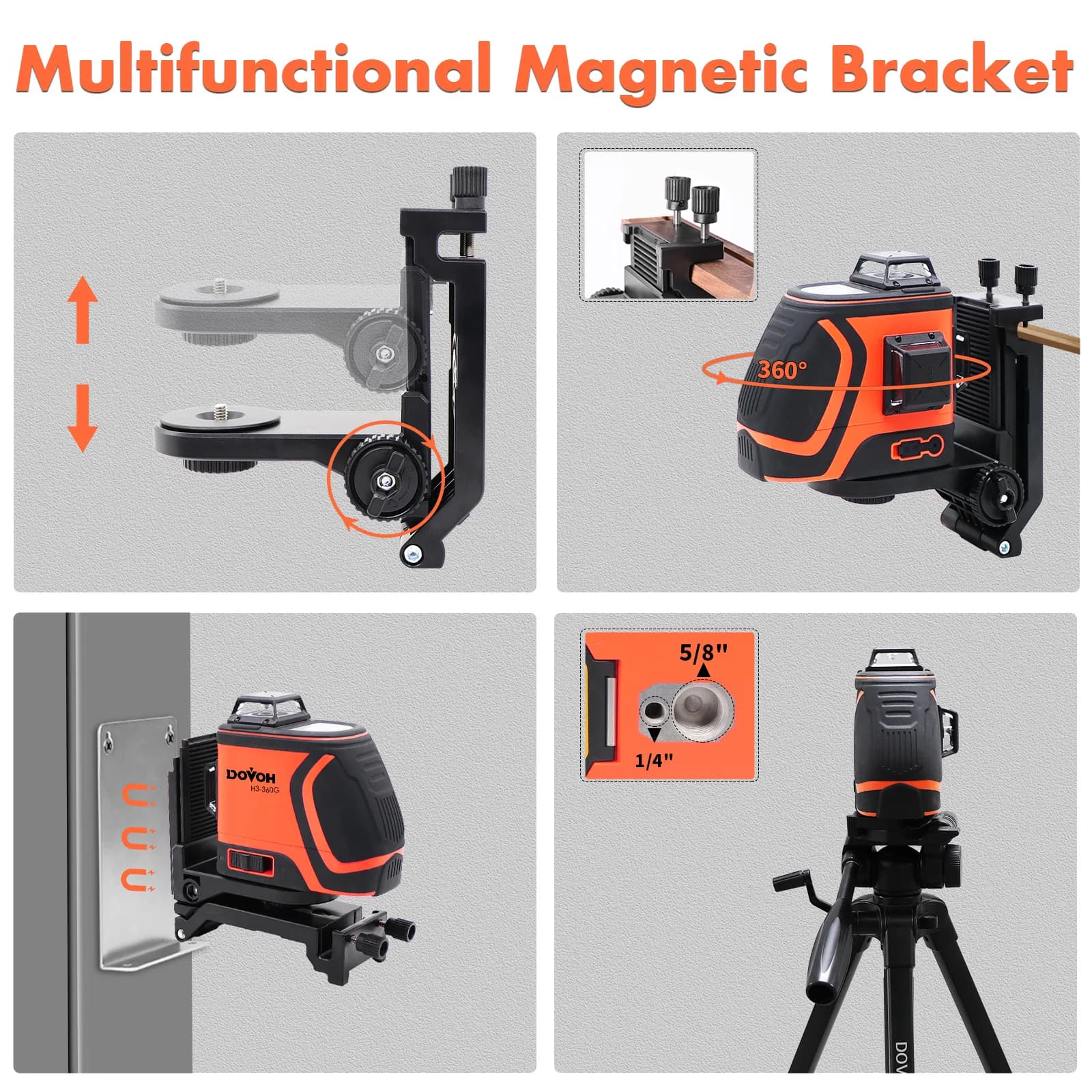 Rotary Laser Level | 400ft Range with Detector | 360° Self-Leveling Green Beam - Thumbnail 4