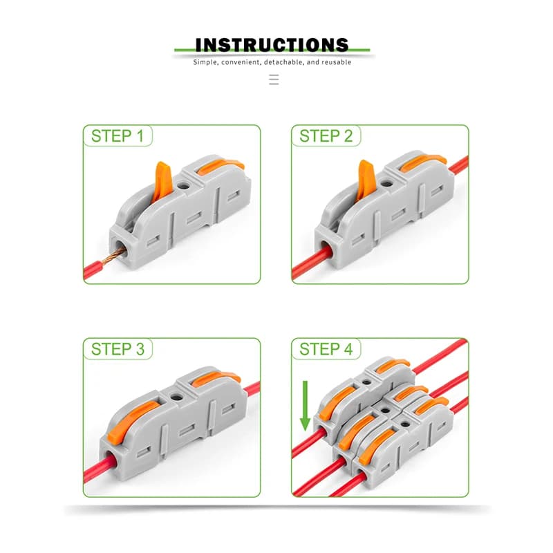 Lever Wire Connector Kit | 40-Piece Electrical Splicing Set | 28-12 AWG Quick Connect - Thumbnail 4