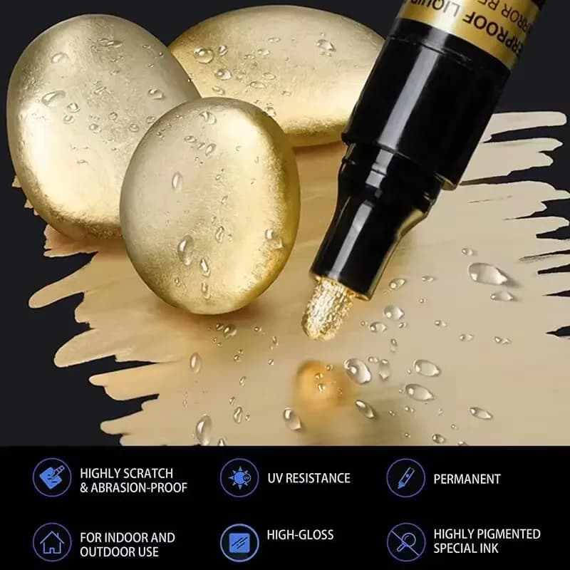 Reflective Paint Marker | 2mm Chrome & Silver Ink | Permanent Model Touch-Up Pen - Thumbnail 3