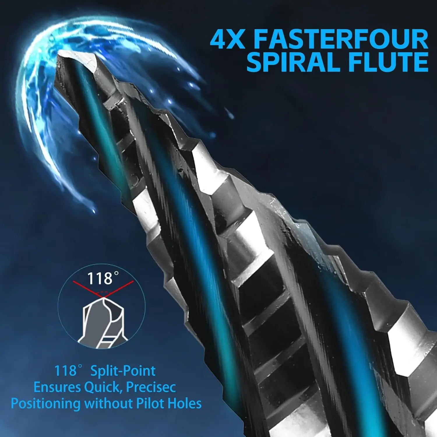 Step Drill Bit Set | 5-Piece Titanium-Coated HSS | Multi-Size Metal Drilling Kit - Thumbnail 4