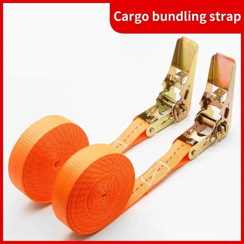 Heavy-Duty Ratchet Strap Set | Secure Cargo Transport | Metal Buckle Belts - Thumbnail 3