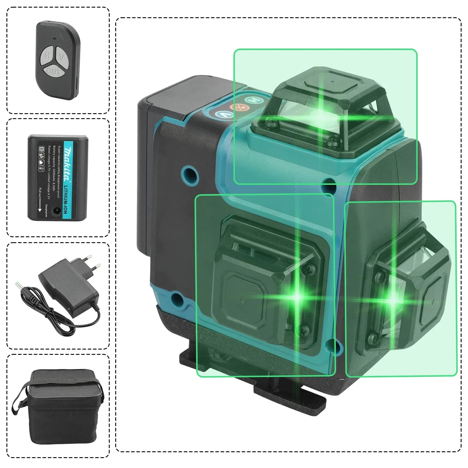 Self-Leveling Laser Level | 4×360° Lines for Layout | 5000mAh Battery & 8H Runtime - Thumbnail 3