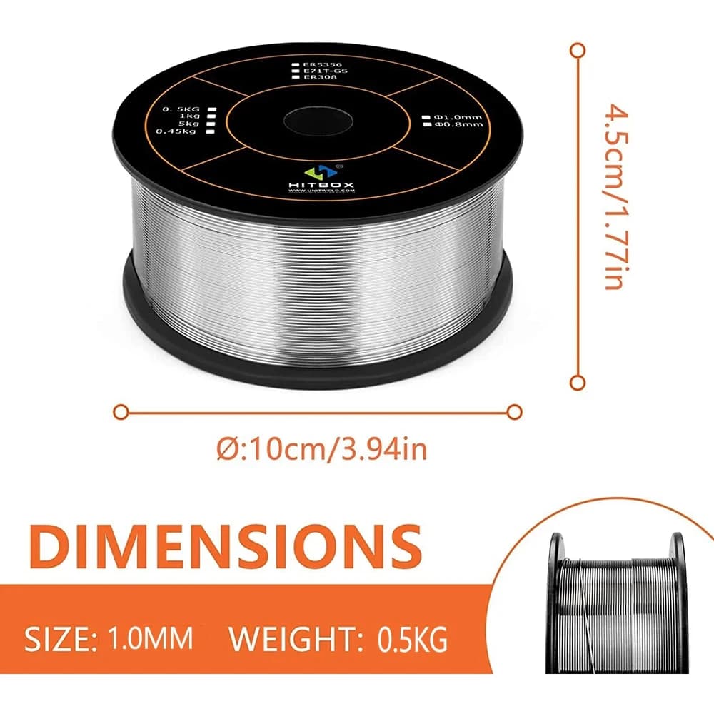 ER5356 Aluminum MIG Welding Wire | 1.0mm Diameter | 0.5kg Spool for Clean, Strong Welds - Thumbnail 3