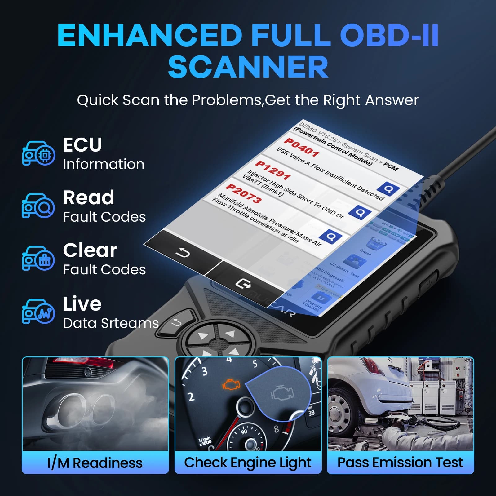 OBD2 Scanner | 32GB Diagnostic Tool | Engine, Brake & Airbag Code Reader - Thumbnail 4
