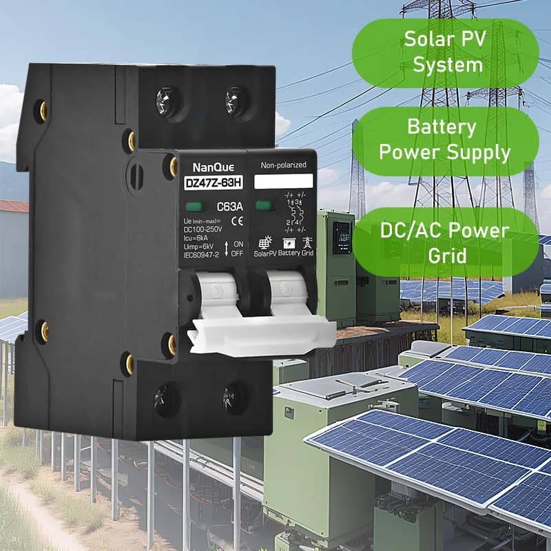 DC Circuit Breaker | 16A-63A Solar & Battery Protector | 100V-1000V DC MCB - Thumbnail 2