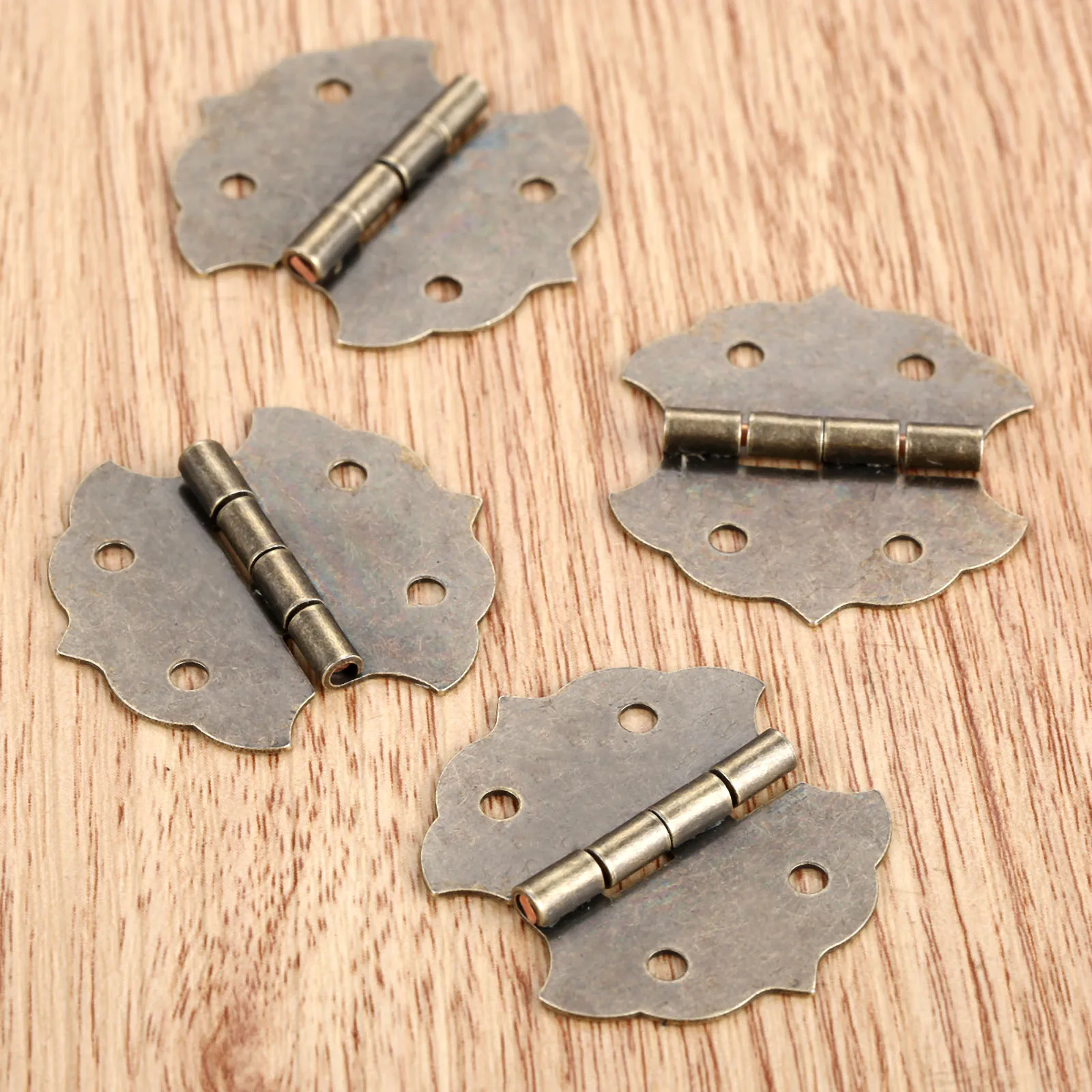 Decorative Butt Hinges 4Pcs | Antique Flower Design 29x31mm | For Jewelry & Cabinet Boxes - Thumbnail 3