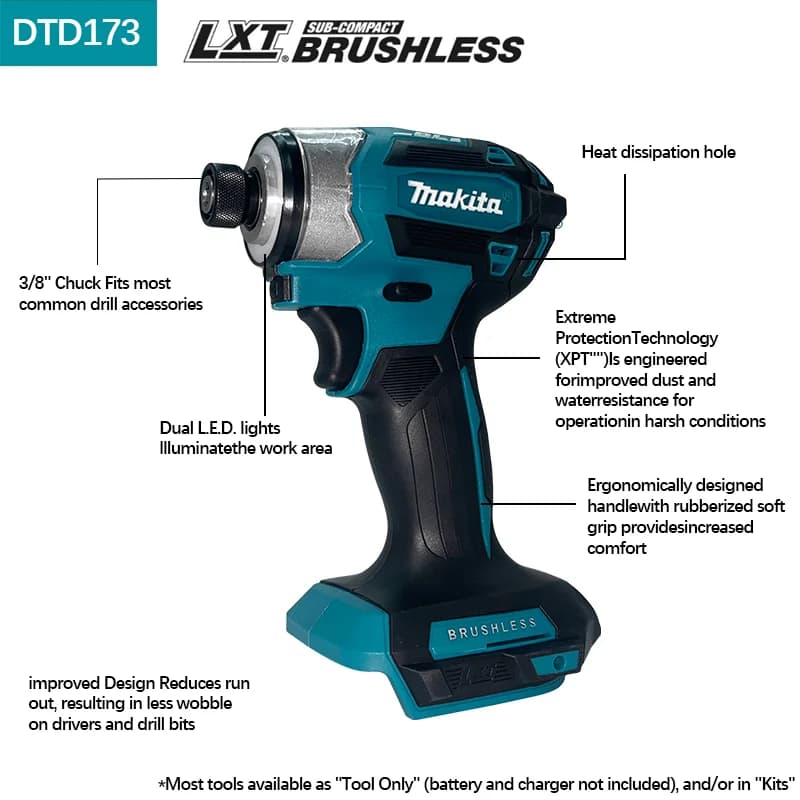 Makita DTD173 Brushless Impact Driver | 180 N.M Torque | 18V Cordless Power Tool for Professional Use - Thumbnail 4