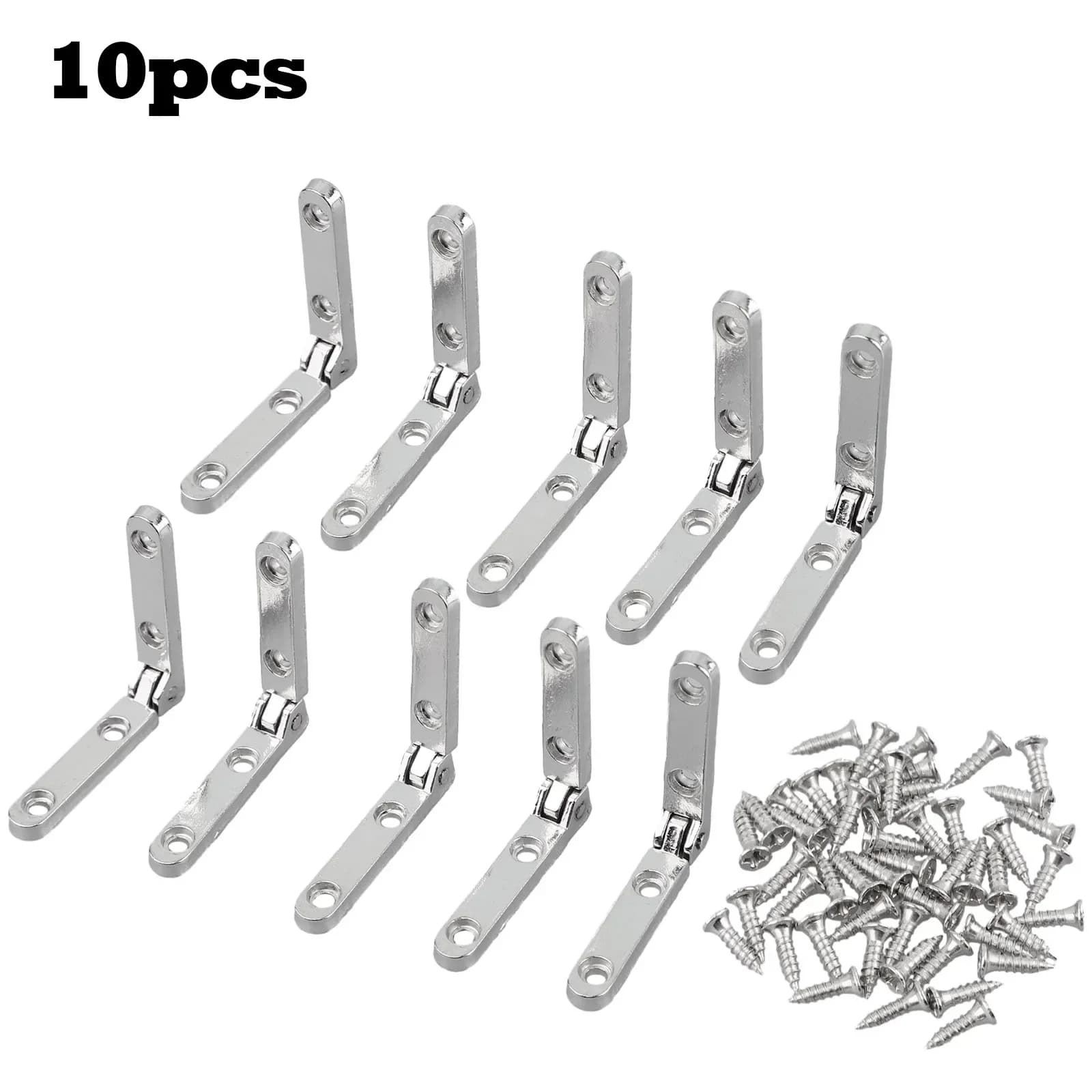 Spring Hinge | Silver Support Hardware with Screws | 10-Piece 30x30mm Set - Thumbnail 2