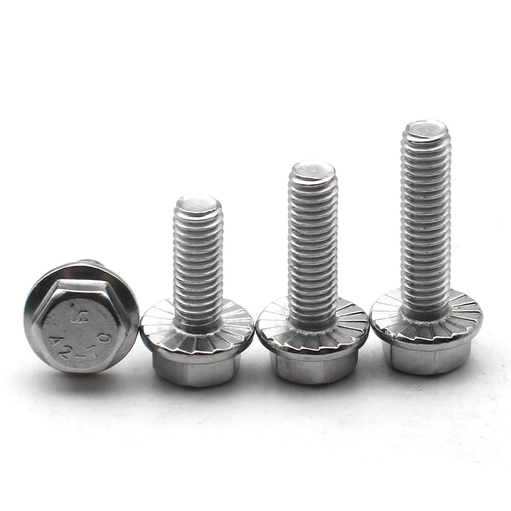 M4-M12 304 Stainless Steel Flange Head Bolts | A2-70 Grade with Serrated Washer | 2-30pcs Hex Cap Screw Set - Thumbnail 2