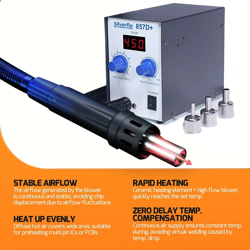 Hot Air Rework Station | 600W Power | 100-450C Temperature Control - Thumbnail 3