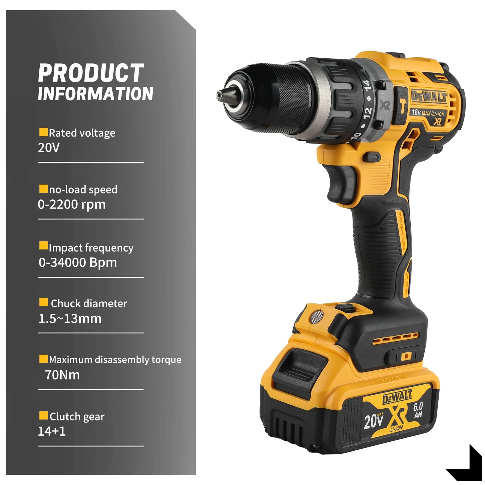 DeWALT DCD796 Brushless Cordless Drill | 20V Power | 70Nm Torque for Professional Results - Thumbnail 2