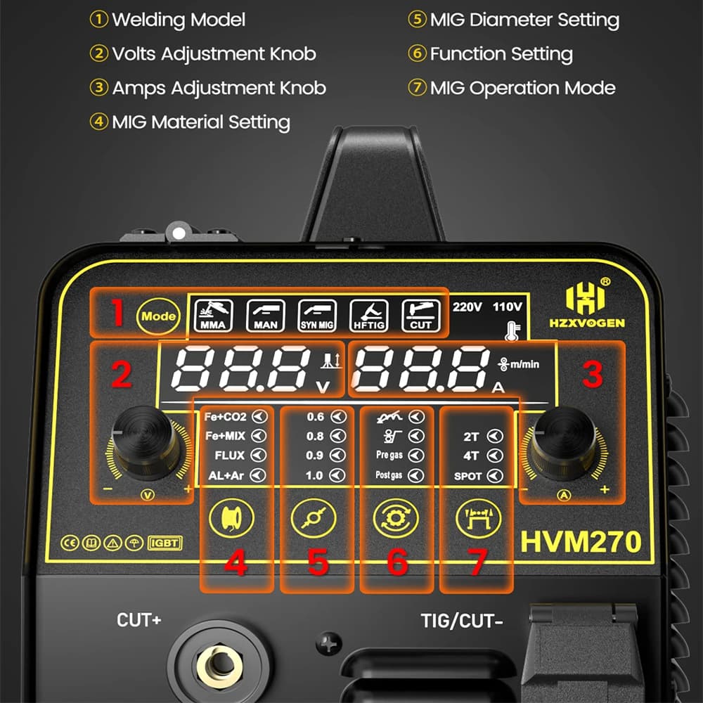 6-in-1 Inverter Welder | MIG/TIG/Stick Aluminum Welding Machine | Digital Control - Thumbnail 3