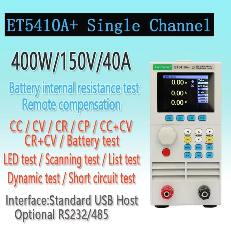 ET5410A+ Programmable DC Electronic Load | 150V/40A/400W Battery Tester with RS485 & PC Software - Thumbnail 2