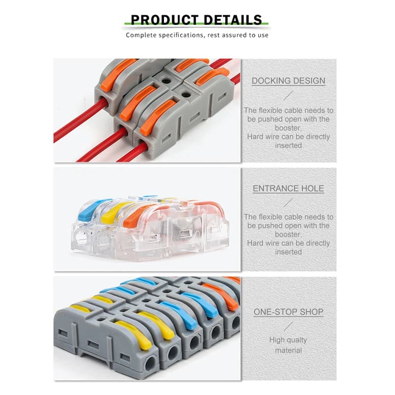 Lever Wire Connector Kit | 40-Piece Electrical Splicing Set | 28-12 AWG Quick Connect - Thumbnail 6