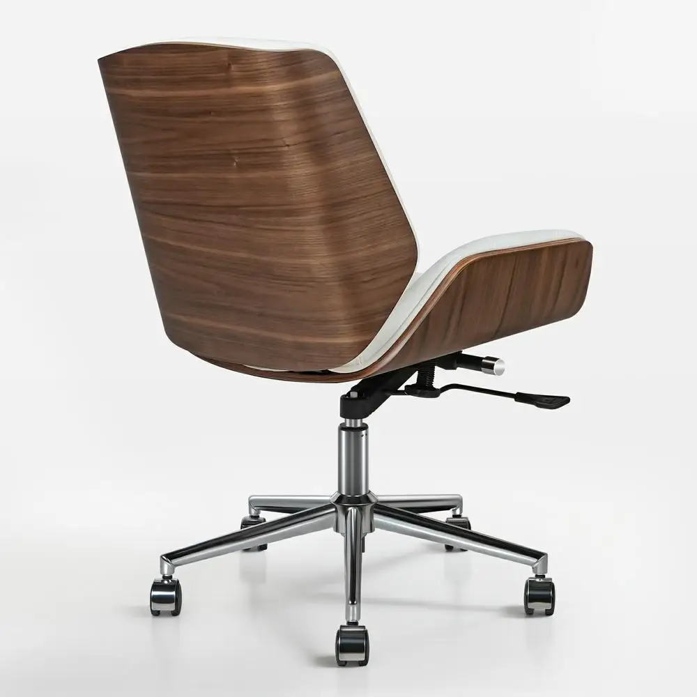 Leather Office Chair | Armless Swivel Design | Low Back Task Chair for Modern Workspaces - Thumbnail 3