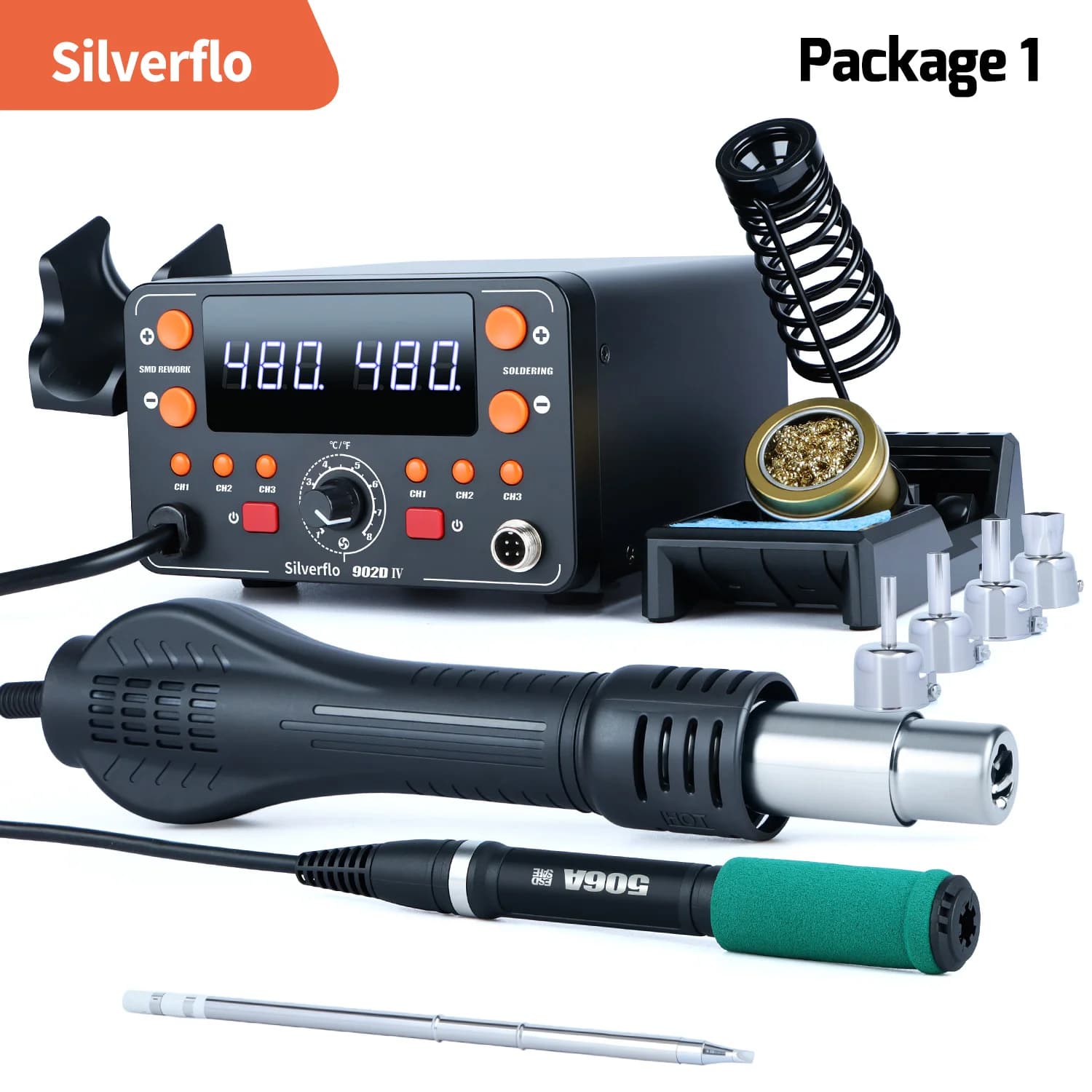 T12 Soldering Station with Hot Air Rework | 902D-IV Precision Welding & Desoldering Kit - Thumbnail 2