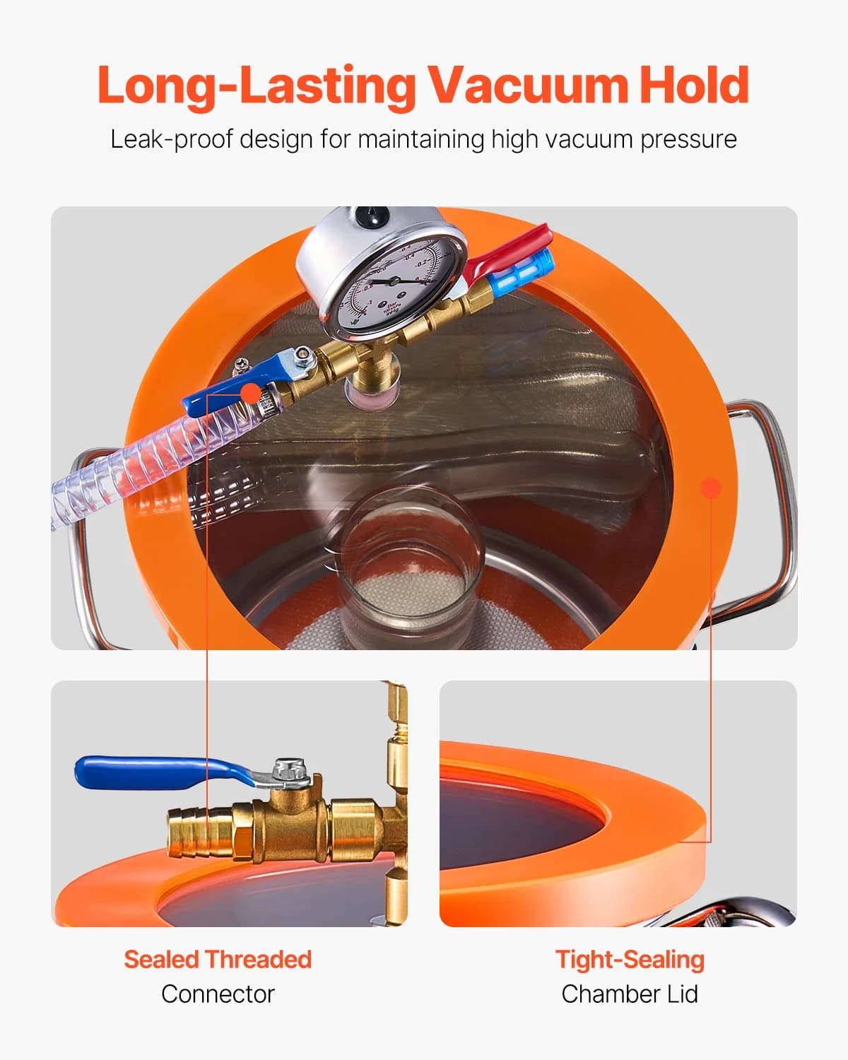 Vacuum Chamber Kit for Degassing Resin & Silicone | 1.5-5 Gallon Capacity | 3.5 CFM Pump - Thumbnail 3