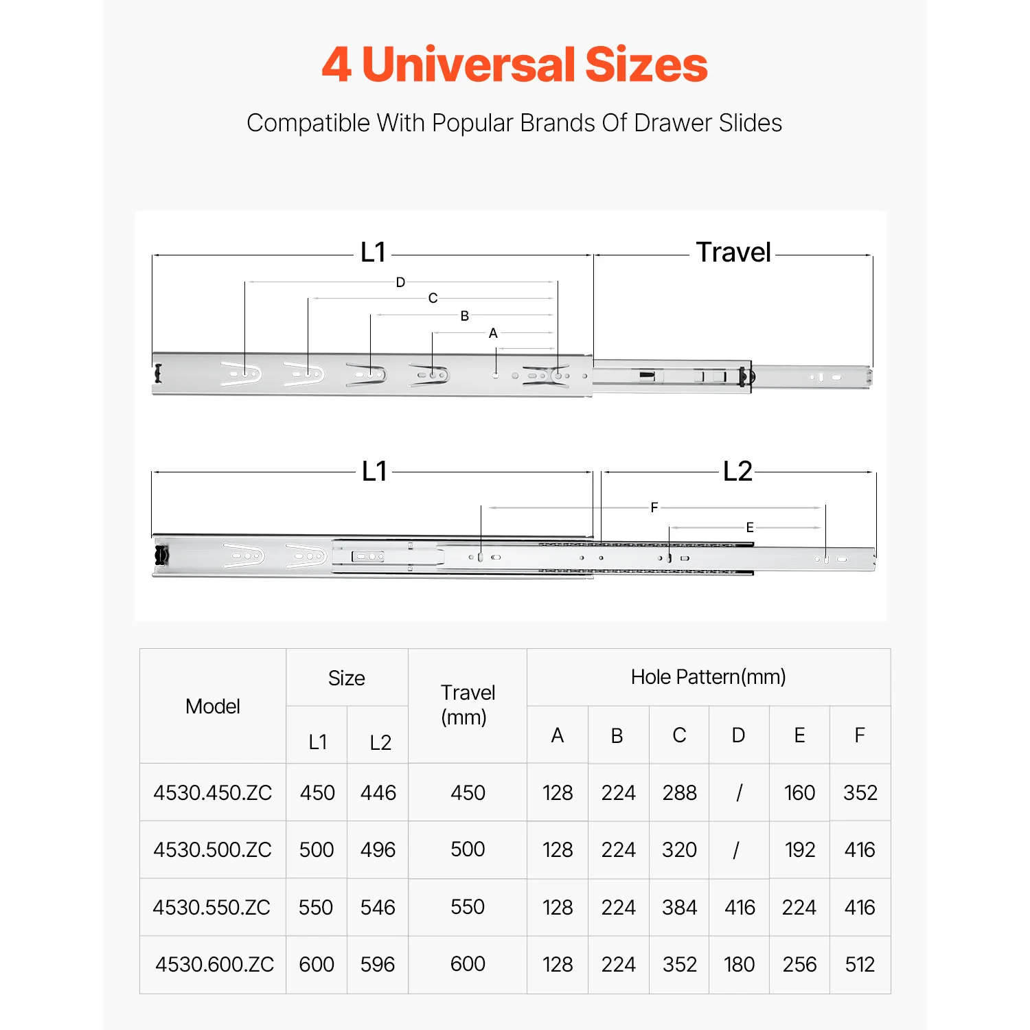 Full Extension Drawer Slides | 10-Pair Set | 100lb Heavy-Duty Load | Side Mount Cabinet Rails - Thumbnail 2