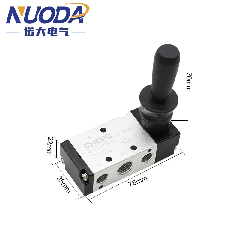 5/2-Way Pneumatic Valve | Manual Hand Lever Control | 3/5-Port Push-Pull Valve - Thumbnail 6