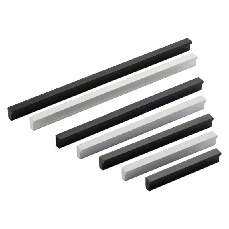 Cabinet Handles | Black & Silver Aluminum Alloy | Modern Kitchen & Bedroom Door Pulls - Thumbnail 4