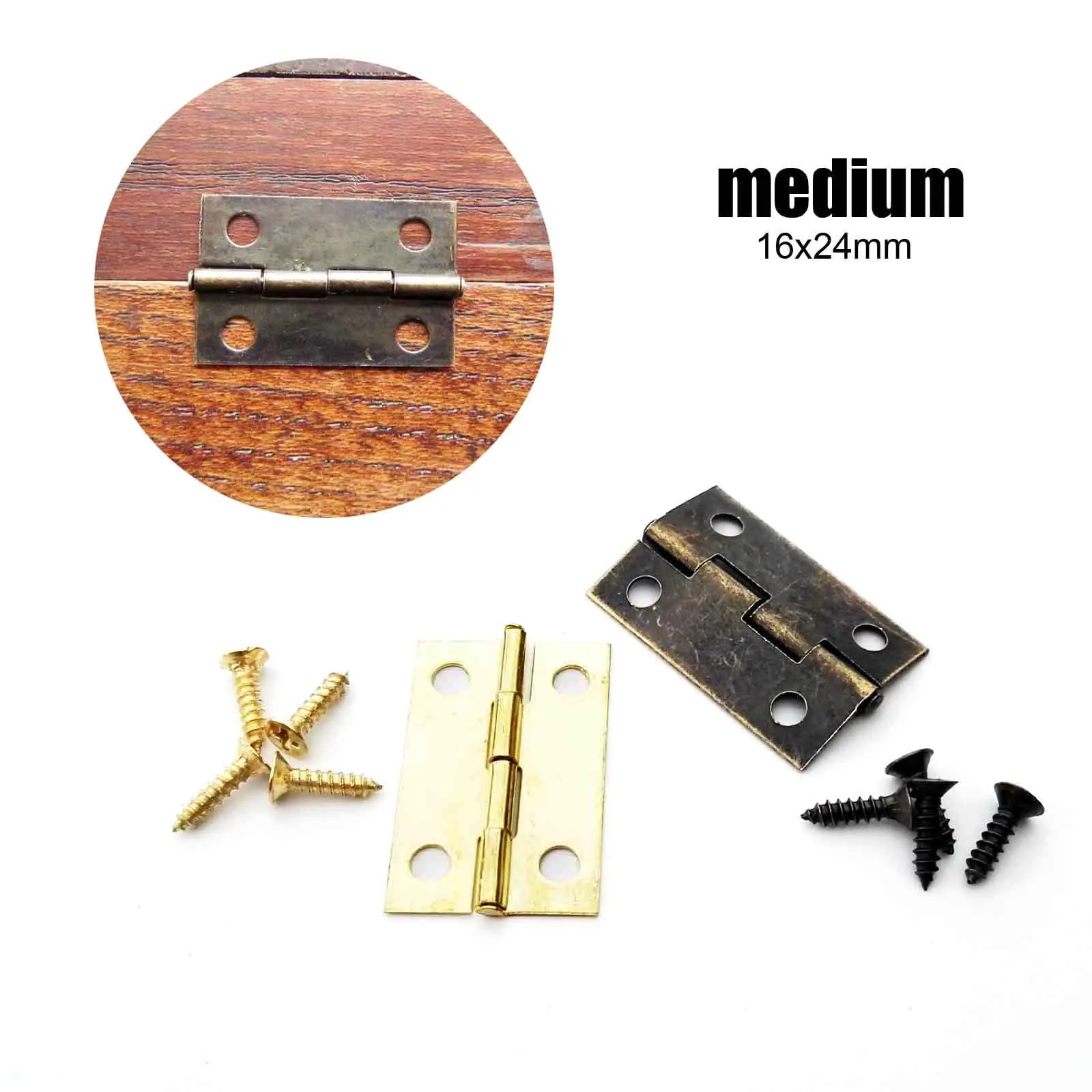 Cabinet Door Hinges | 12pcs 4-Size Set | For Jewelry Chest, Music Box & Dollhouse - Thumbnail 5