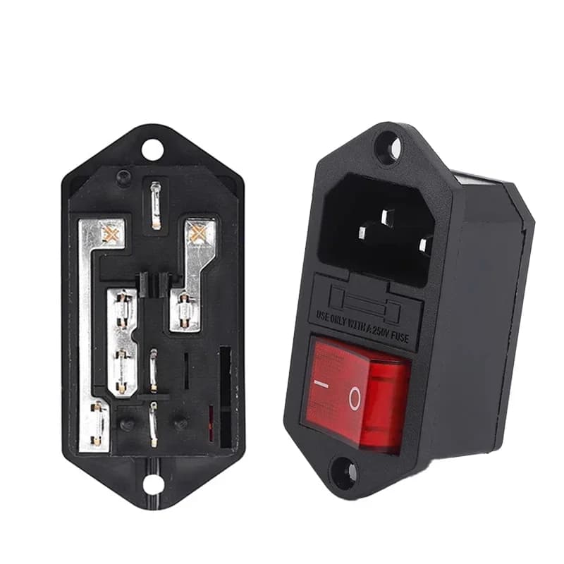 AC Power Inlet Socket | 10A 250V Fused Rocker Switch | IEC C14 Connector - Thumbnail 3