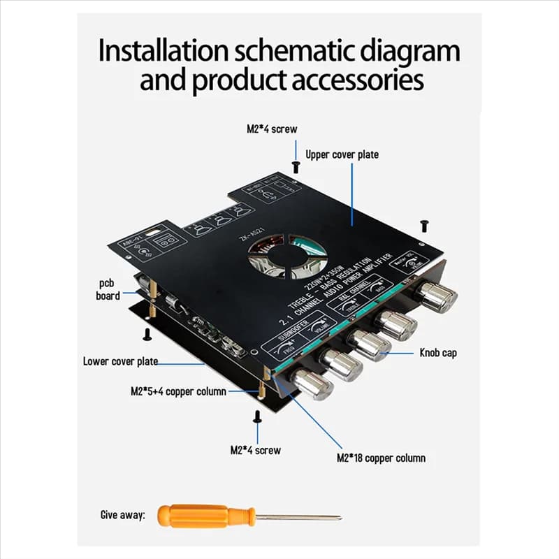 2.1 Channel Power Amplifier Board | TPA3255 | 220W+350W | Bluetooth & Subwoofer Output - Thumbnail 4