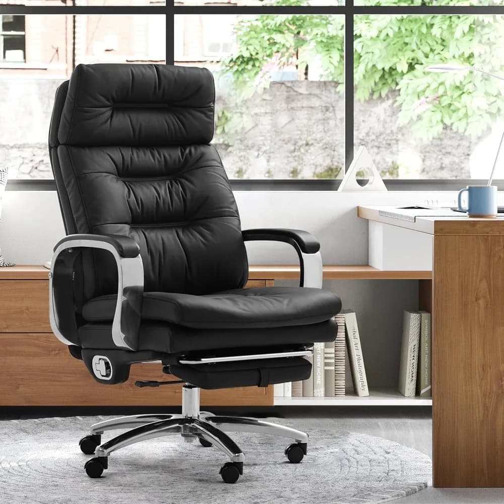 Massage Office Chair | Full Recline & Ventilation | Executive Ergonomic Management with Footrest - Thumbnail 2