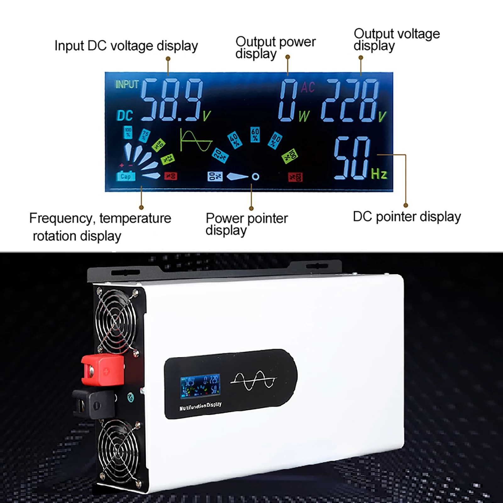 8000W Pure Sine Wave Inverter | 24V-72V DC to 110V AC | Solar & Off-Grid Power Converter - Thumbnail 4