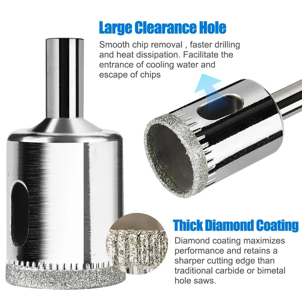 Diamond Hole Saw Kit | 3-60mm Core Drill Bits for Tile, Glass & Granite - Thumbnail 3