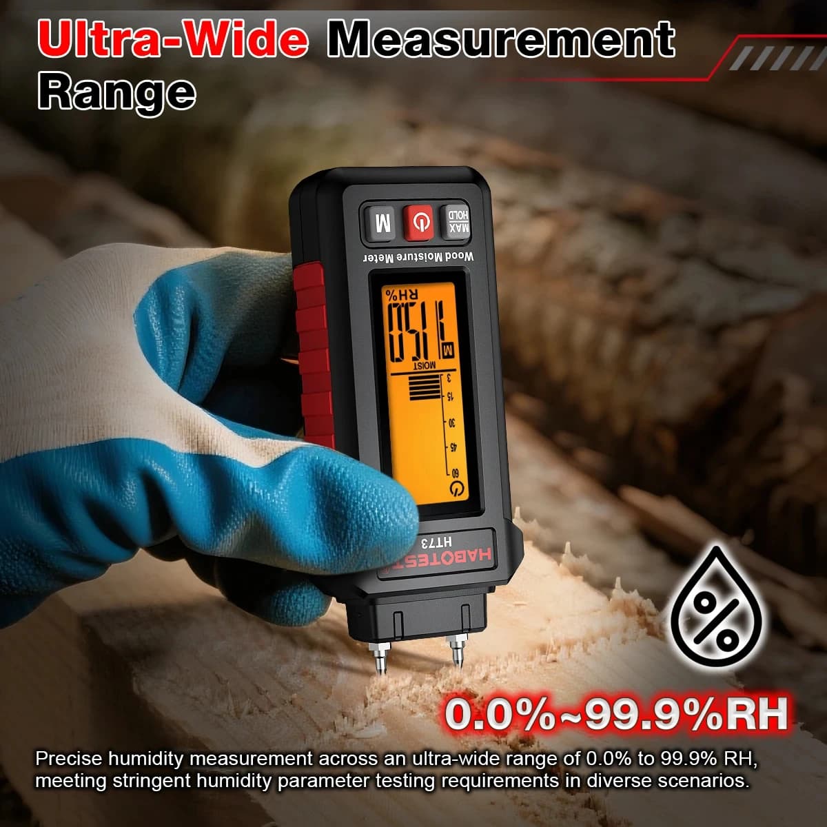 Wood Moisture Meter | High-Accuracy Pin-Type Detector for Lumber & Building Materials - Thumbnail 2