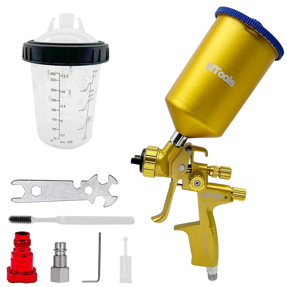 Spray Gun Kit | 1.3mm & 1.7mm Nozzles with 400cc Cup & 600cc Tank | For Varnishes & Primer Paint - Thumbnail 2