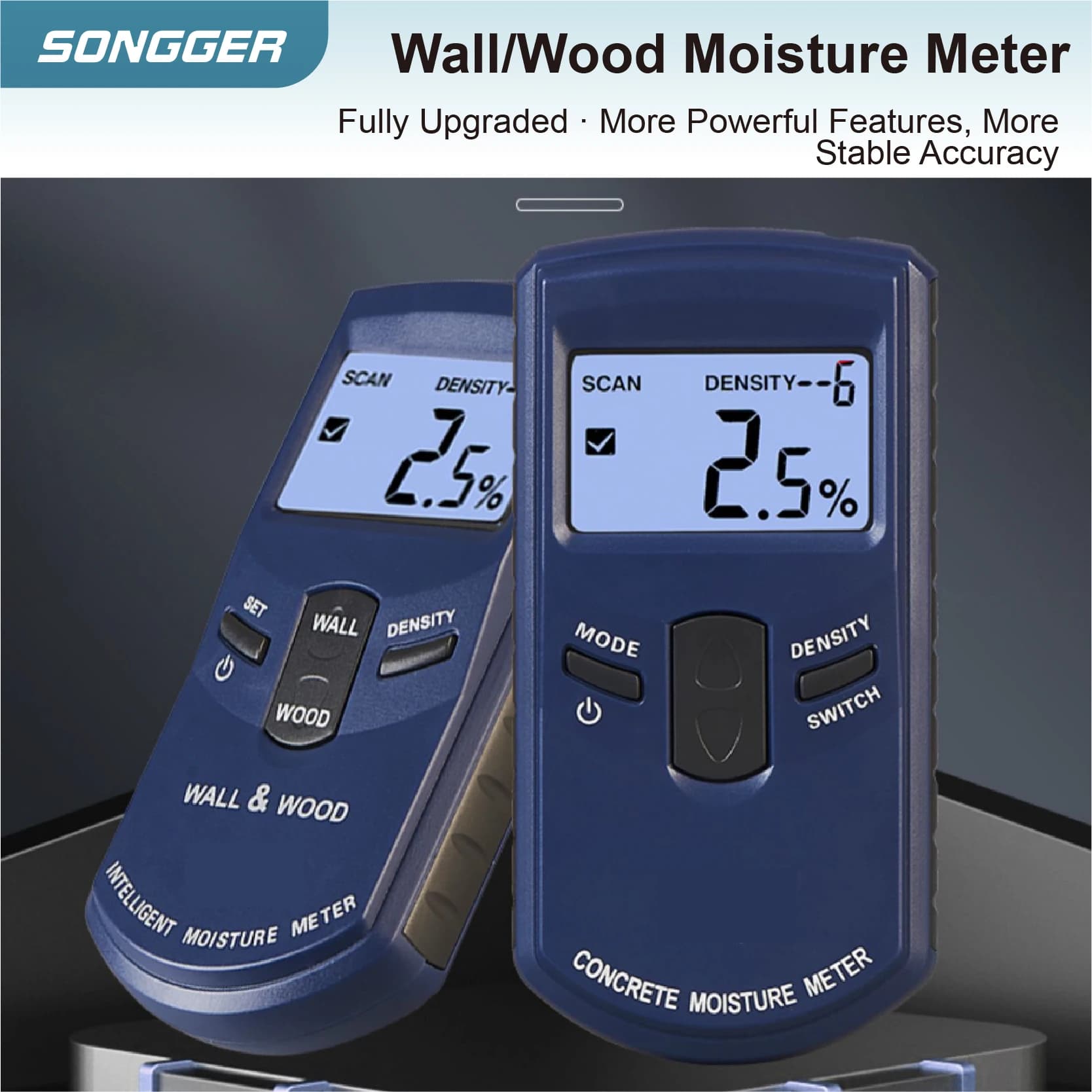 Concrete Moisture Meter: Non-Destructive Wall & Floor Scanner with LCD Alarm - Thumbnail 2